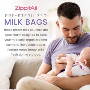 DiRose Breast Milk Storage Bags - Leak-Proof 100 Count Double Zipper 6 oz Capacity Extra Thick and Seal BPA/BPS Free/Disposable Pouches | Self-Standing Bag for Long and Safe Storing