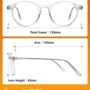 TIJN Blue Light Blocking Glasses Men Women Vintage Thick Round Rim Frame Eyeglasses