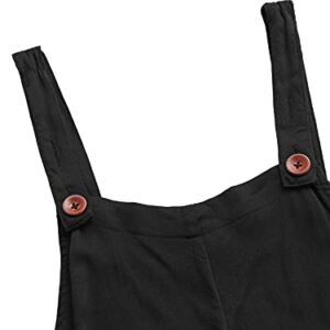 Verdusa Women's Adjustable Straps Jumpsuit Overalls with Pockets Black XL