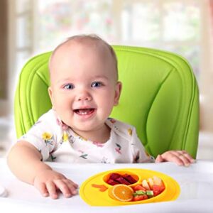 Qshare Toddler Plate, Portable Baby Plates for Toddlers and Kids, BPA-Free Strong Suction Plates for Toddlers, Dishwasher & Microwave Safe Silicone Placemat 9x6x1.4 inch