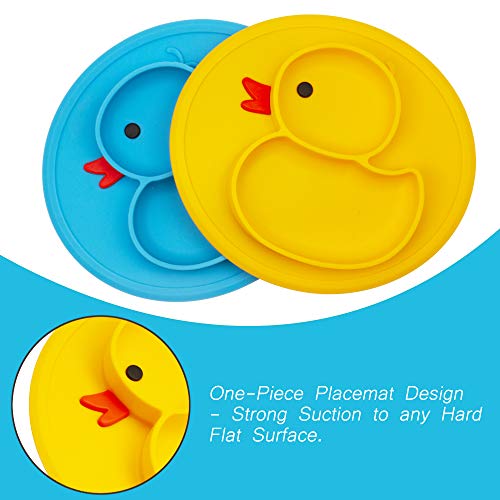 Qshare Toddler Plate, Portable Baby Plates for Toddlers and Kids, BPA-Free Strong Suction Plates for Toddlers, Dishwasher & Microwave Safe Silicone Placemat 9x6x1.4 inch