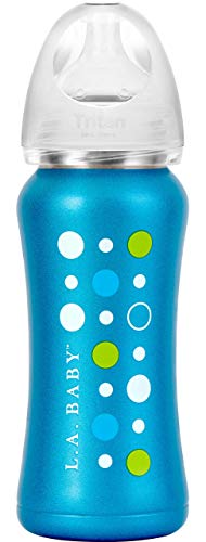 Ultimate Stainless Steel Baby Bottle 9oz Insulated Baby Bottle | Insulate Milk for 10+ Hours | Non-Toxic Food-Grade Stainless Steel & Food-Grade Silicone Slow Flow Nipple | Leak-Free Design - Blue