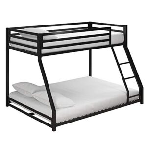 dhp miles metal bunk bed, black, twin over full 77.5 inch l x 56.5 inch w x 54 inch h