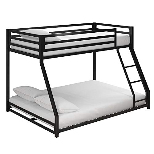 DHP Miles Metal Bunk Bed, Black, Twin over Full 77.5 inch L x 56.5 inch W x 54 inch H