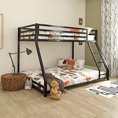 DHP Miles Metal Bunk Bed, Black, Twin over Full 77.5 inch L x 56.5 inch W x 54 inch H