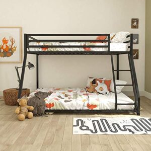 DHP Miles Metal Bunk Bed, Black, Twin over Full 77.5 inch L x 56.5 inch W x 54 inch H