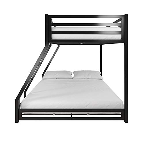 DHP Miles Metal Bunk Bed, Black, Twin over Full 77.5 inch L x 56.5 inch W x 54 inch H