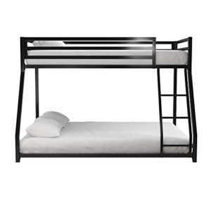 DHP Miles Metal Bunk Bed, Black, Twin over Full 77.5 inch L x 56.5 inch W x 54 inch H