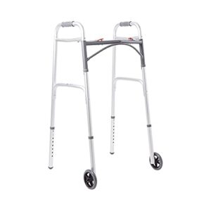 mckesson folding walkers with wheels, aluminum, 32 in to 39 in, 350 lbs weight capacity, 1 count