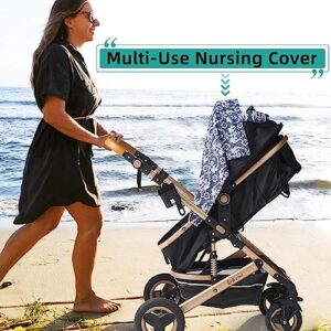 UHINOOS Nursing Cover for Breastfeeding, Soft Breathable Cotton Privacy Nursing Covers with Rigid Hoop, Large Multi-use Nursing Apron Breastfeeding Cover for Mom and Babies