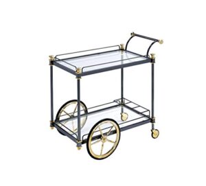 acme cyrus serving cart - - black/gold & clear glass