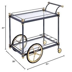 ACME Cyrus Serving Cart - - Black/Gold & Clear Glass