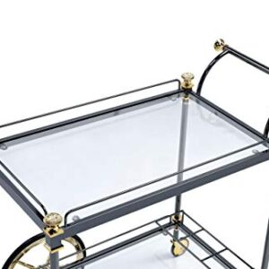 ACME Cyrus Serving Cart - - Black/Gold & Clear Glass