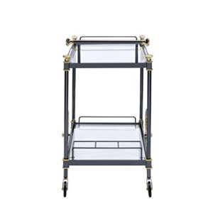 ACME Cyrus Serving Cart - - Black/Gold & Clear Glass