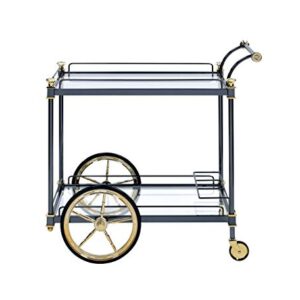 ACME Cyrus Serving Cart - - Black/Gold & Clear Glass