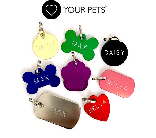 Love Your Pets Classic Pet ID Tags - Stainless, Brass & Aluminum-2 Sided Deep Engraved Dog Tags-Personalized Dog ID Tags, Cat Tags