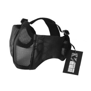 Tactical Foldable Mesh Mask with Ear Protection for Airsoft Paintball with Adjustable Baseball Cap (Camouflage)