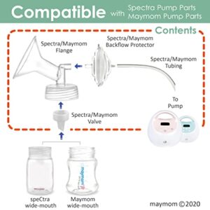 Maymom Pump Parts Compatible with Spectra S2 Spectra S1 Spectra 9 Plus Breastpump, Flange (19mm) Valve Tubing Backflow Protector, Not Original Spectra Pump Parts Not Original Spectra S2 Accessories