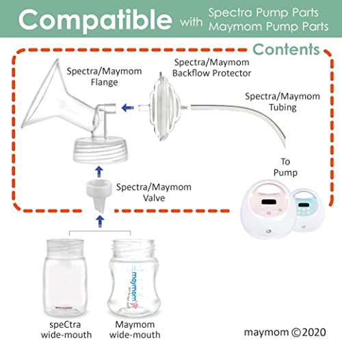 Maymom Pump Parts Compatible with Spectra S2 Spectra S1 Spectra 9 Plus Breastpump, Flange (19mm) Valve Tubing Backflow Protector, Not Original Spectra Pump Parts Not Original Spectra S2 Accessories