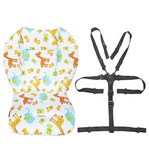 twoworld baby high chair seat cushion liner mat pad cover and high chair straps (5 point harness) 1 suit (animal)