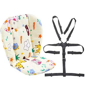 twoworld baby high chair seat cushion liner mat pad cover and high chair straps (5 point harness) 1 suit (giraffe)