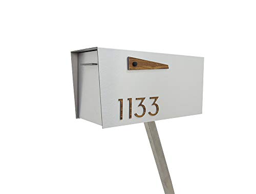 Contemporary Post Mount Mailbox/Aluminum Brush Silver Body and Aluminum Wood Walnut Numbers, Custom Mailbox, Mailnest, PostBox, Type 4