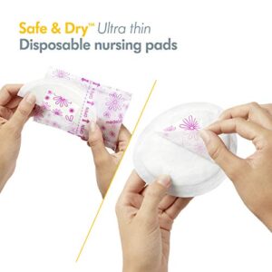 Medela Safe & Dry Ultra Thin Disposable Nursing Pads, 30 Count Breast Pads for Breastfeeding, Leakproof Design, Slender and Contoured for Optimal Fit and Discretion