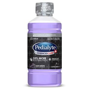 pedialyte advancedcare plus iced grape electrolyte solution, 33.8 fl oz bottle