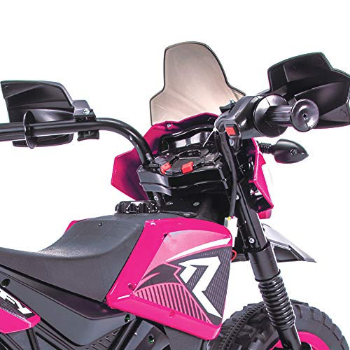 Huffy 6V Kids Electric Battery-Powered Ride-On Motorcycle Bike Toy w/Training Wheels, Engine Sounds, Charger - Pink, 17078P