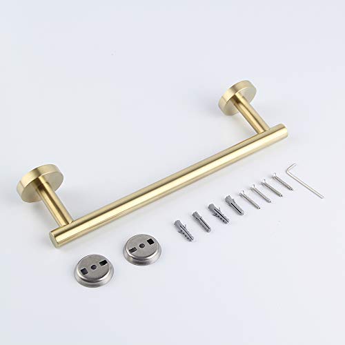 GERZ Brushed PVD Zirconium Gold 12-Inch Towel Bar SUS 304 Stainless Steel Contemporary Bath Hand Towel Holder Wall Mounted Bathroom Organizer