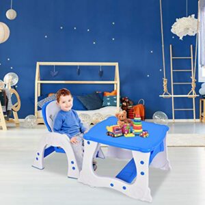 HONEY JOY 5 in 1 High Chair, Convertible Highchair for Babies and Toddlers/Table Chair Set/Booster Seat/Toddler Chair w/Safety Harness, Reclining Backrest, Double Food Tray (Blue)