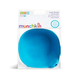 Munchkin Last Drop Silicone Toddler Bowl with Built-In Straw, Blue