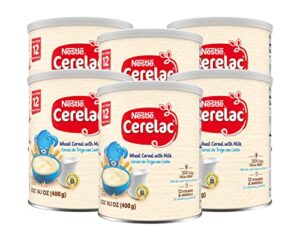 nestle cerelac wheat cereal with milk, made for toddlers 12 months, 14.1-ounce canister (pack of 6)