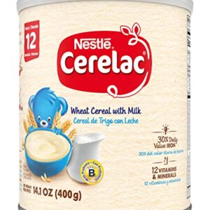 Nestle Cerelac Wheat Cereal with Milk, Made for Toddlers 12 Months, 14.1-Ounce Canister (Pack of 6)