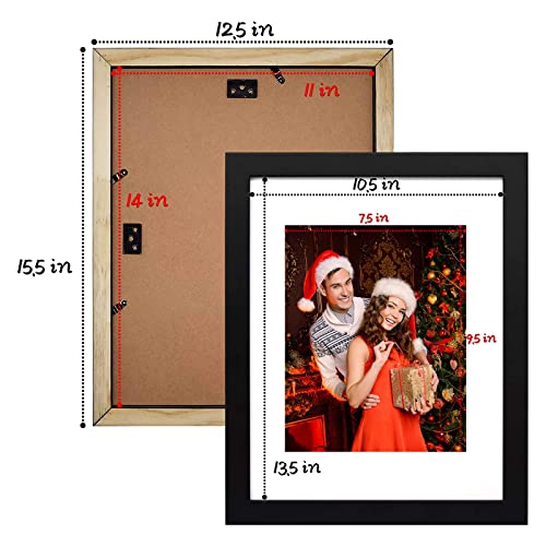 Golden State Art, 11x14 Black Picture Frame Made of Solid Pine Wood And Tempered Glass, Display for 8x10 Picture with Mat or 11x14 Picture without Mat Wall Display, 2 Pack