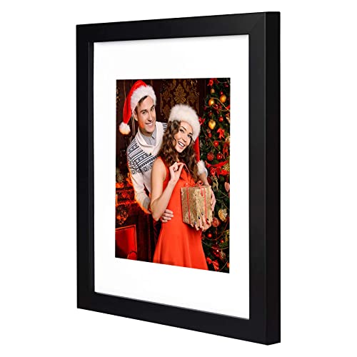 Golden State Art, 11x14 Black Picture Frame Made of Solid Pine Wood And Tempered Glass, Display for 8x10 Picture with Mat or 11x14 Picture without Mat Wall Display, 2 Pack