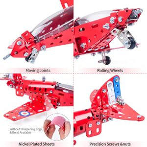 COSKEHAN STEM Assembled Model Plane Kit Building Toy, 201 Pieces STEM Projects Airplane Building Kits for Kids Age 8-12, STEM Educational Model Kit Gifts for Teenage Boys & Girls 8+, Red, 7*9*3 inch