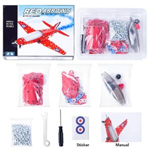 COSKEHAN STEM Assembled Model Plane Kit Building Toy, 201 Pieces STEM Projects Airplane Building Kits for Kids Age 8-12, STEM Educational Model Kit Gifts for Teenage Boys & Girls 8+, Red, 7*9*3 inch