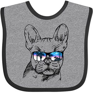 inktastic French Bulldog Portrait with Sunglasses Baby Bib Heather and Black 2a719