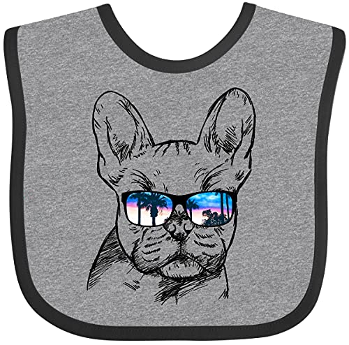 inktastic French Bulldog Portrait with Sunglasses Baby Bib Heather and Black 2a719