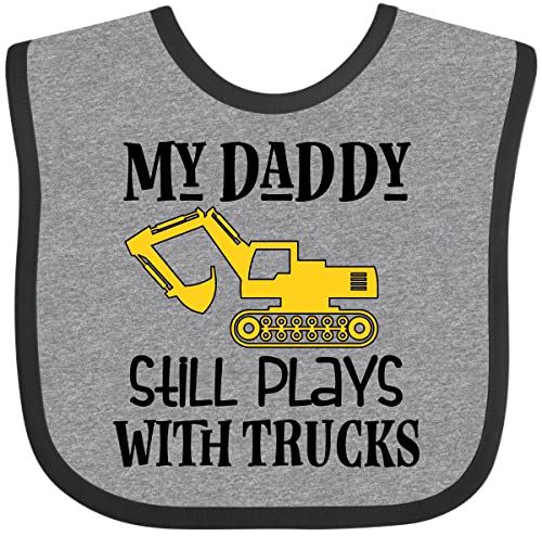 inktastic Construction Daddy Still Plays with Trucks Baby Bib Heather and Black 2ea62