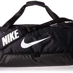 Nike Brasilia Training Medium Duffle Bag, Durable for Women & Men with Adjustable Strap, Black/Black/White