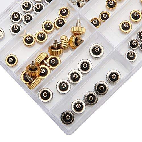 Pukido Lowest Price 60pcs Watch Crown for Rolex Copper 5.3mm 6.0mm 7.0mm Silver Gold Repair Accessories Assortment Parts