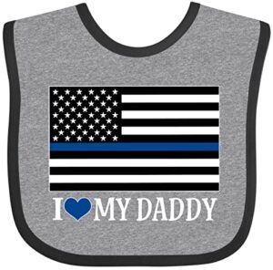 inktastic police officer daddy law enforcement baby bib heather and black 325cc