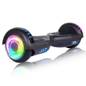 sisigad hoverboard for kids ages 6-12, with built-in bluetooth speaker and 6.5" colorful lights wheels, safety certified self balancing scooter gift for kids