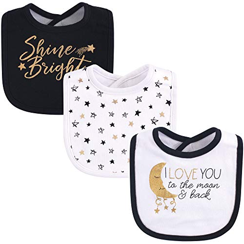 Yoga Sprout Cotton Drooler Bibs, 3 Pack, Metallic Moon