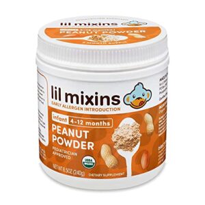 lil mixins early allergen introduction powder, peanut | baby stage 1-3, for infants & babies 4-12 mo., support healthy food tolerance | 8.5 oz jar, 4 month supply