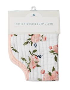 little unicorn single cotton muslin burp cloths | 100% cotton | multi-layer | ultra absorbent & soft | ergonomic design | burping newborn baby | reversible | large 21”x14”