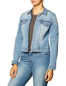 jessica simpson women's pixie classic feminine fit crop jean jacket, maude, large