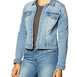 Jessica Simpson Women's Pixie Classic Feminine Fit Crop Jean Jacket, Maude, Large